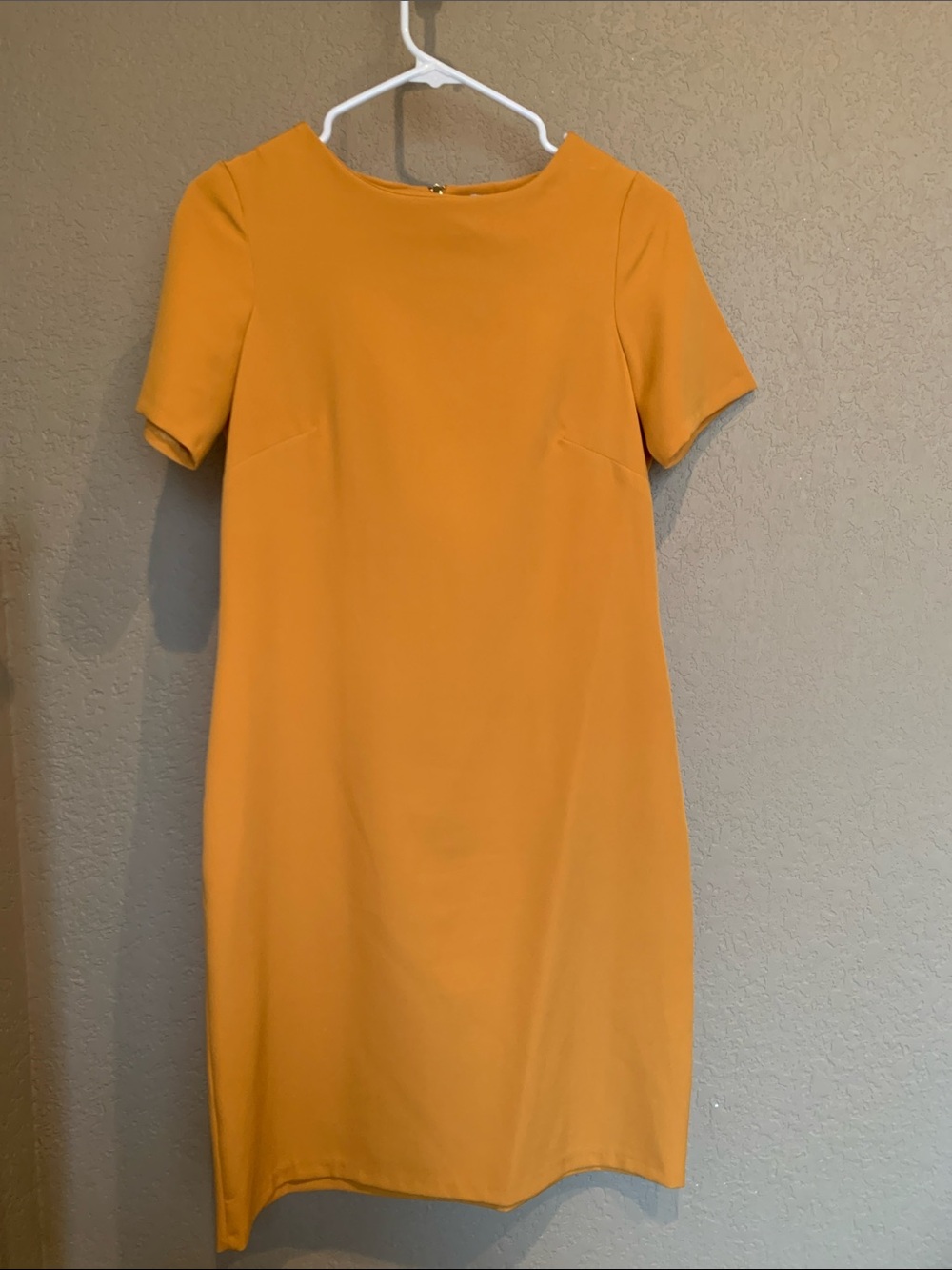 Closet Short-Sleeve Shift Dress in Mustard